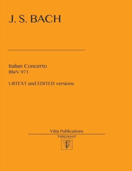 Cover for Johann Sebastian Bach · Italian Concerto BWV 971 (Paperback Bog) (2017)