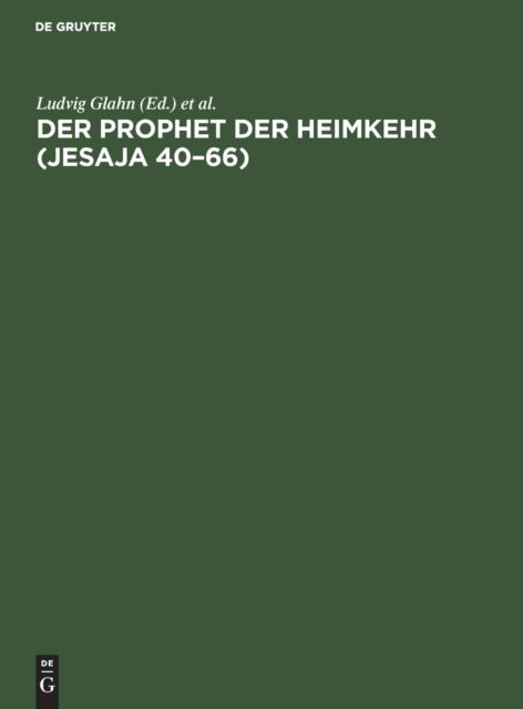 Cover for Ludvig Glahn · Prophet der Heimkehr (N/A) (1934)