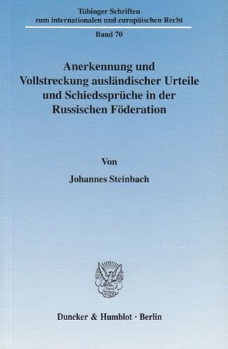 Cover for Steinbach · Anerkennung und Vollstreckung (Buch) (2003)