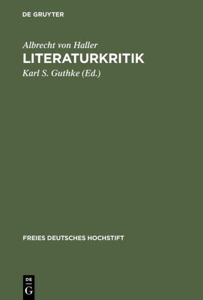 Literaturkritik - Haller - Livros - De Gruyter - 9783484101203 - 1970