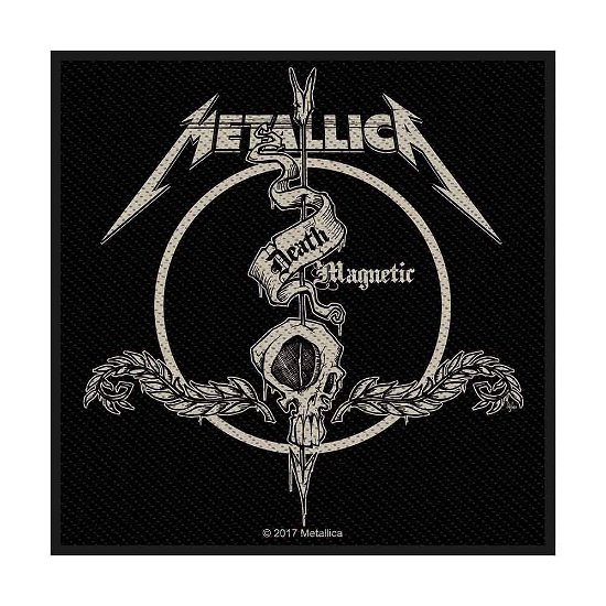 Metallica Standard Woven Patch: Death Magnetic Arrow - Metallica - Fanituote - PHD - 5055339783204 - maanantai 19. elokuuta 2019