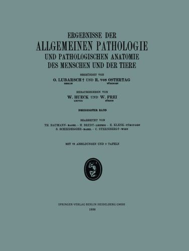 Cover for Th Baumann · Ergebnisse Der Allgemeinen Pathologie Und Pathologischen Anatomie Des Menschen Und Der Tiere: Dreissigster Band (Paperback Book) [1936 edition] (1936)