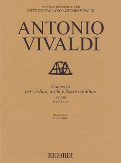 Concerto Per Violino, Archi e Bc, Rv 259 Op. vi/2 - Antonio Vivaldi - Bøger - Ricordi BMG - 9788881920204 - 1. april 2017