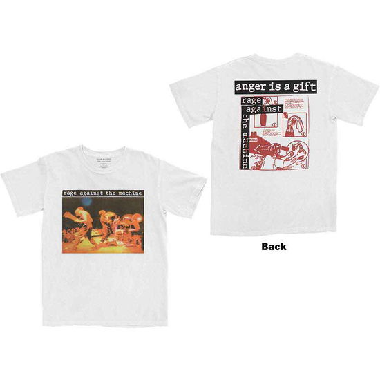 Rage Against The Machine Unisex T-Shirt: Anger Is A Gift (White) (Back Print) - Rage Against The Machine - Merchandise - - 5056561052205 - October 6, 2022