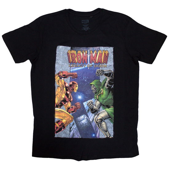 Cover for Marvel Comics · Marvel Comics Unisex T-Shirt: Iron Man vs Dr Doom (Black) (T-shirt) [size S] (2024)