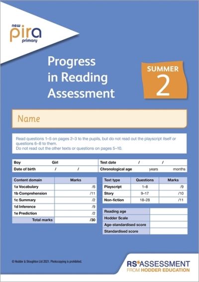 Cover for Colin McCarty · New PiRA Test 2, Summer PK10 (Progress in Reading Assessment) (Print) (2021)