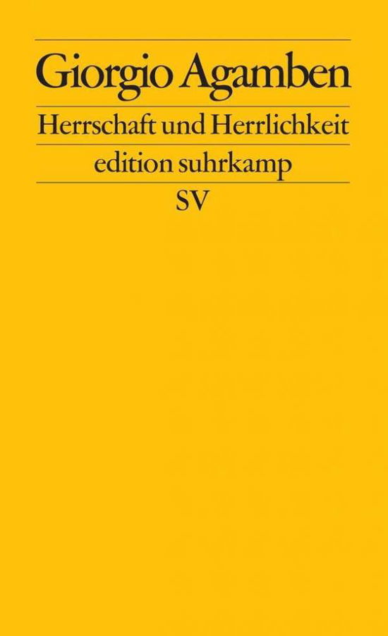 Cover for Giorgio Agamben · Edit.Suhrk.2520 Agamben.Herrschaft.Herr (Bog)