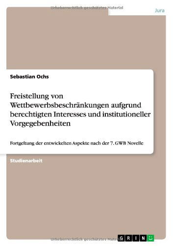 Cover for Ochs · Freistellung von Wettbewerbsbeschr (Book) [German edition] (2013)