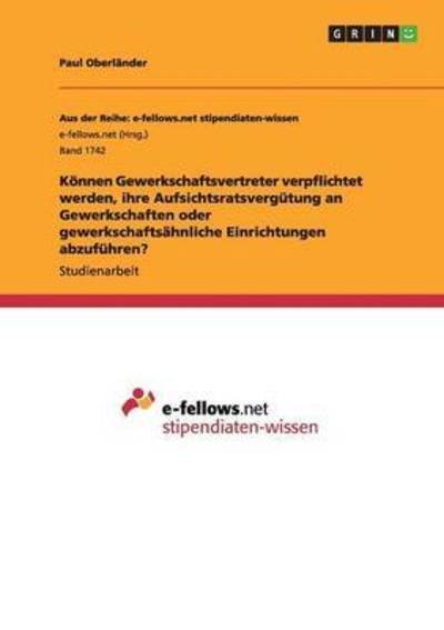 Cover for Oberländer · Können Gewerkschaftsvertrete (Book) (2016)