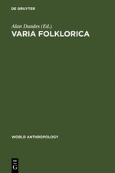 Cover for Alan Dundes · Varia Folklorica (Book) (1978)