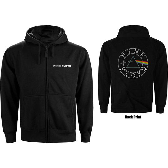 Pink Floyd Unisex Zipped Hoodie: Circle Logo (Back Print) - Pink Floyd - Koopwaar -  - 5056170666206 - 