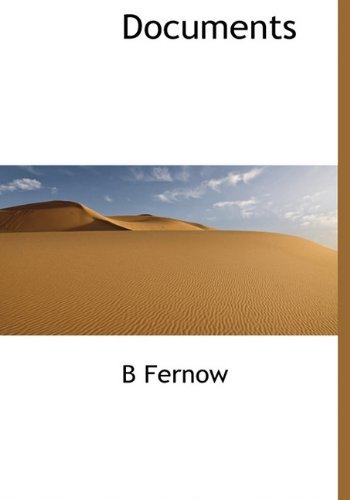 Cover for B Fernow · Documents (Hardcover Book) (2010)