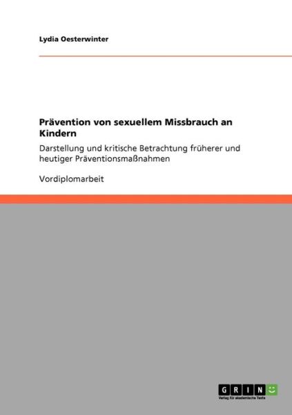 Cover for Lydia Oesterwinter · Pravention Von Sexuellem Missbrauch an Kindern (Paperback Book) [German edition] (2008)