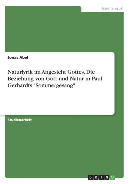 Cover for Abel · Naturlyrik im Angesicht Gottes. Di (Book)