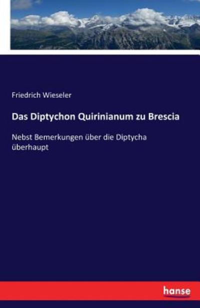 Cover for Wieseler · Das Diptychon Quirinianum zu B (Book) (2017)