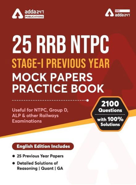 Cover for Adda247 · 25 RRB NTPC STAGE I PREVIOUS YEAR MOCK PAPERS by Adda247 Publications (Pocketbok) (2020)