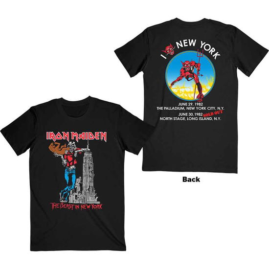 Iron Maiden Unisex T-Shirt: The Beast In New York (Back Print) - Iron Maiden - Merchandise -  - 5056368673207 - May 21, 2021