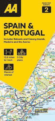 Cover for AA Road Map Spain &amp; Portugal - AA Road Map Europe Series (Map) [New edition] (2024)