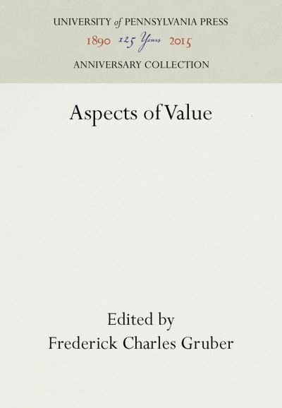 Cover for Frederick Charles Gruber · Aspects of Value (Hardcover Book) (1959)