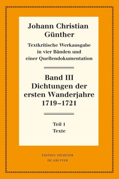 Cover for Günther · Dichtungen d.ersten Wanderj. (Book) (2013)