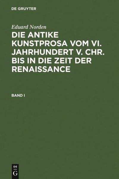 Cover for E. Norden · Antike Kunstprosa.1 (Book) [German edition] (1995)