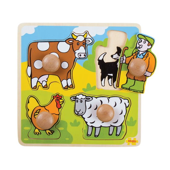 Cover for Bigjigs · Houten Noppenpuzzel Boerderij 4dlg. (Toys)