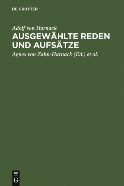 Cover for Harnack · Ausgewählte Reden und Aufsätze (Book) (1951)