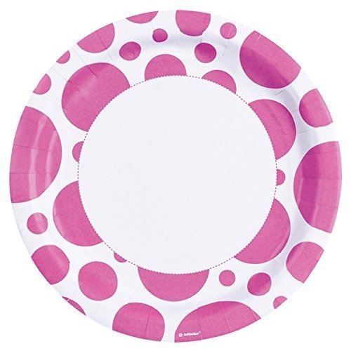 Cover for Amscan: Solid Colour Dots Pink · 8 Piatti 23 Cm (MERCH)