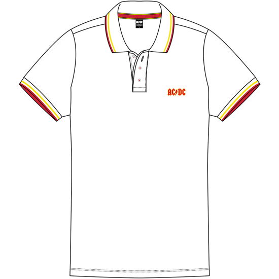 AC/DC Unisex Polo Shirt: Classic Logo (White) - AC/DC - Gadżety -  - 5056368608209 - 31 stycznia 2020