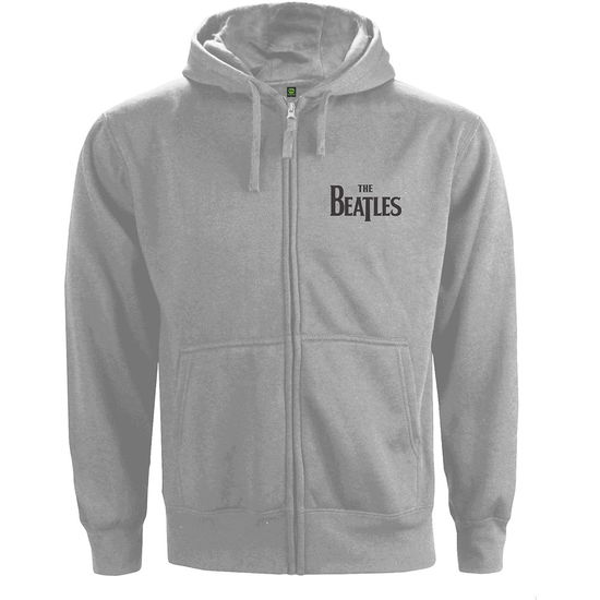 Cover for The Beatles · The Beatles Unisex Zipped Hoodie: Drop T Logo (Back Print) (Hoodie) [size M] [Grey - Unisex edition] (2020)