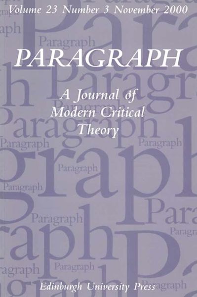 Cover for Dobson · Revisiting the Scene of Writing: New Readings of Cixous: Paragraph Volume 23, Issue 3 (Paperback Book) (2005)