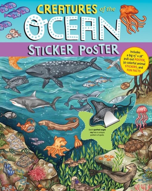 Cover for Workman Publishing · Creatures of the Ocean Sticker Poster: Includes a Big 15&quot; x 28&quot; Poster, 50 Colorful Animal Stickers, and Fun Facts (Paperback Bog) (2023)