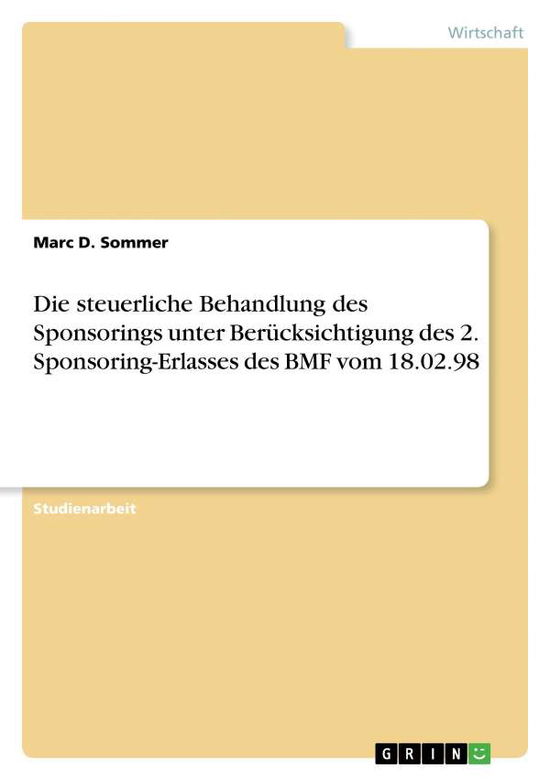 Cover for Sommer · Die steuerliche Behandlung des S (Book) [German edition] (2013)