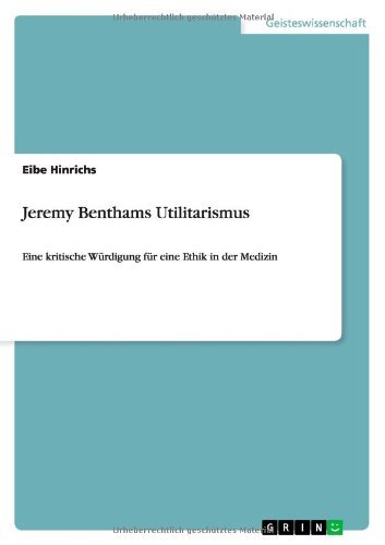 Cover for Eibe Hinrichs · Jeremy Benthams Utilitarismus (Pocketbok) [German edition] (2014)