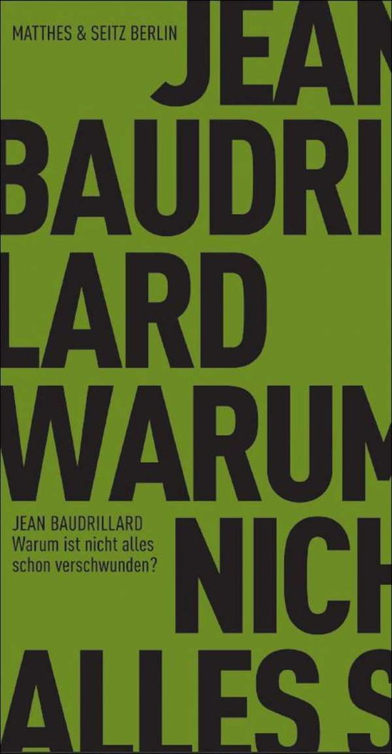 Cover for Baudrillard · Baudrillard:warum Ist Nicht Alles Scho (Book)