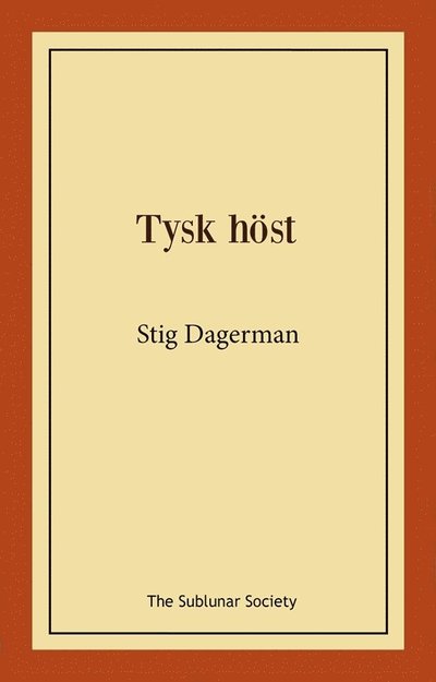 Cover for Stig Dagerman · Tysk höst (Paperback Book) (2025)