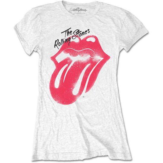 Cover for The Rolling Stones · The Rolling Stones Ladies T-Shirt: Spray Tongue (T-shirt) [size S] [White - Ladies edition]