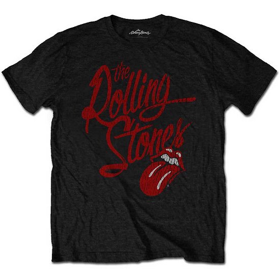 Cover for The Rolling Stones · The Rolling Stones Unisex T-Shirt: Script Logo (Soft Hand Inks) (T-shirt) [size S] [Black - Unisex edition]