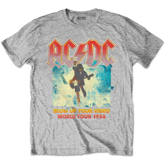 AC/DC Kids T-Shirt: Blow Up Your Video (Heather Grey) (11-12 Years) - AC/DC - Produtos - - 5056368626210 - 20 de julho de 2020