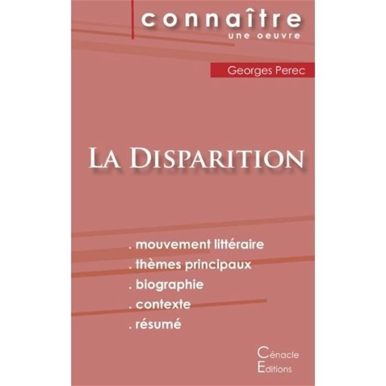 Cover for Georges Perec · Fiche de lecture La Disparition de Georges Perec (Analyse litteraire de reference et resume complet) (Paperback Book) (2022)