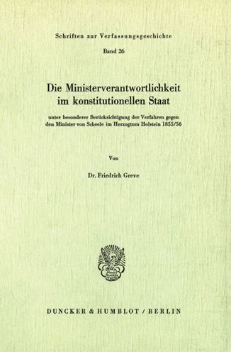 Cover for Greve · Die Ministerverantwortlichkeit im (Book) (1977)