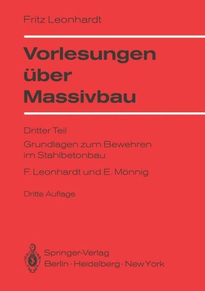 Cover for Fritz Leonhardt · Leonhardt, F. Monnig, E. Grundlagen Zum Bewehren Im Stahlbeton (Paperback Book) [3rd edition] (1977)