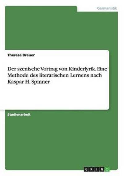 Cover for Breuer · Der szenische Vortrag von Kinder (Book) (2015)