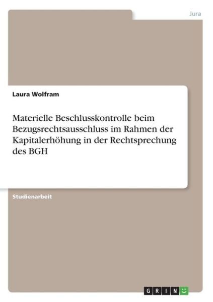 Cover for Wolfram · Materielle Beschlusskontrolle b (Bog)
