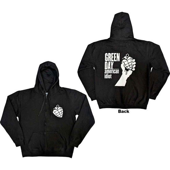 Green Day Unisex Zipped Hoodie: American Idiot The Musical (Back Print) - Green Day - Koopwaar -  - 5056737212211 - 