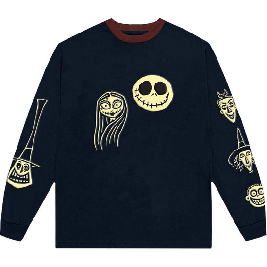 Cover for Nightmare Before Christmas - The · The Nightmare Before Christmas Unisex Long Sleeve T-Shirt: Faces AOP (Navy Blue) (Embellished) (CLOTHES) [size S] (2024)