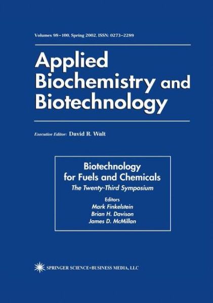 Cover for Biotechnology for Fuels and Chemicals: The Twenty-Third Symposium - ABAB Symposium (Paperback Book) [Softcover reprint of the original 1st ed. 2002 edition] (2013)