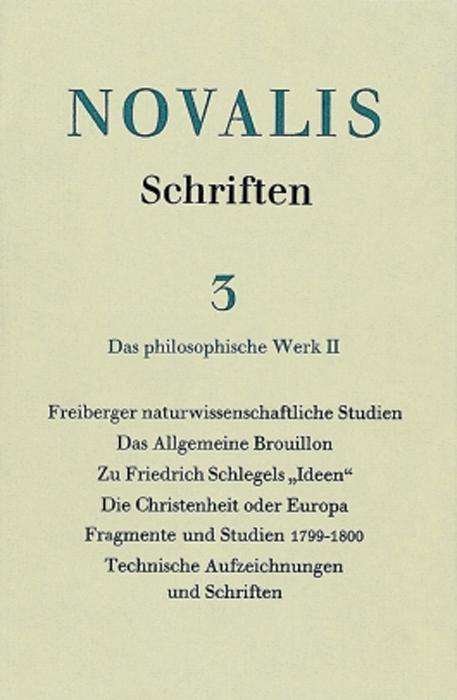 Cover for Novalis · Schriften.Kohlh.3 (Bog) (1984)