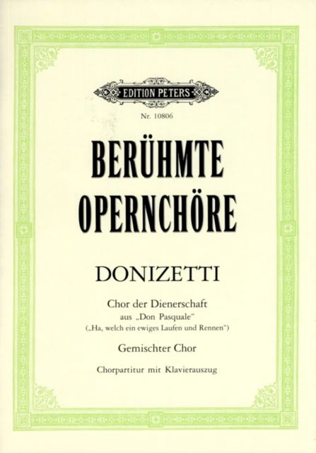 Cover for Gaetano Donizetti · Chor der Dienerschaft aus &quot;Don Pasquale&quot; A-Dur (The Servants' Chorus from Don Pasquale in A Major) (Partituren) (2001)