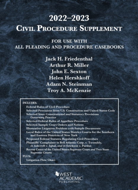 Cover for Jack H. Friedenthal · Civil Procedure Supplement, for Use with All Pleading and Procedure Casebooks, 2022-2023 - American Casebook Series (Paperback Book) (2022)